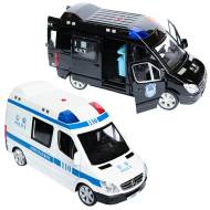 Машина металлическая Mercedes-Benz Sprinter Police 1:32 16.5х9.0х7.0 см  со световыми и звуковыми эффектами в коробке 39.5х36.0х10.0 см 8 штук