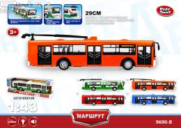 Троллейбус  на батарейках Play Smart Городской маршрут № 16 5430-A16 9690-B 1:43 в коробке 32.5х10.5х9.5 см