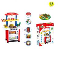 Кухня детская на батарейках Happy Little Chef 758A из 33 предметов с водой, музыкальными и световыми эффектами 83х62х36 см в коробке 60.0х13.0х50.5 см