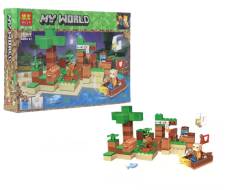 Конструктор BL MY WORLD 11132 "На рыбалке" (аналог LEGO Minecraft), 29.0x20.0x5.5 см, 183 деталей