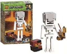 Конструктор BL MY WORLD 11168 "Cкелет с кубом магмы" (аналог LEGO Minecraft  21150), 26.0x19.0x4.5 см, 142 детали