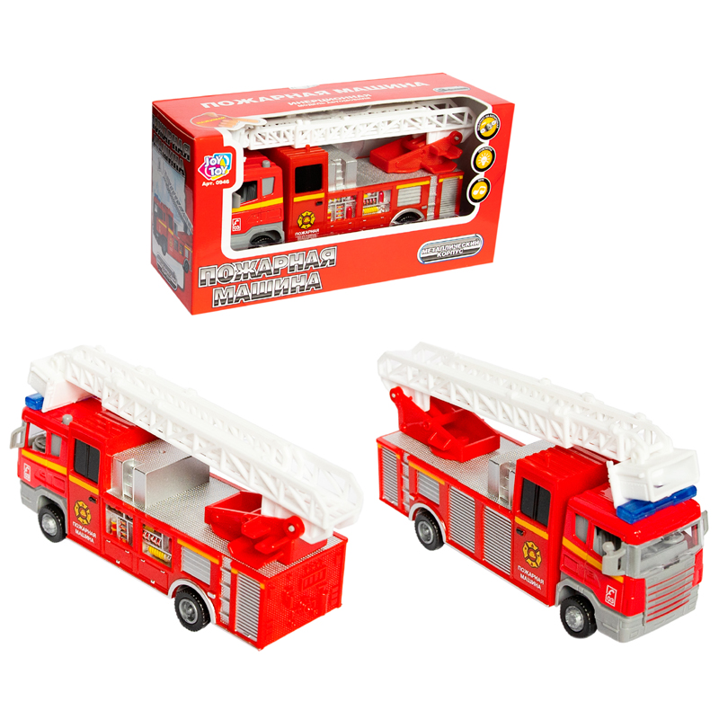 Металлическая пожарная машина Play Smart 0946 с музыкальными и световыми эффектами 0946 в коробке 19.5х10.0х7.0 см