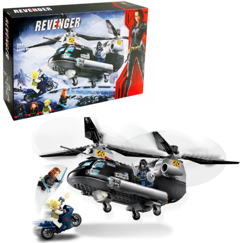 Конструктор LARI Revenger 11508 «Мстители: Погоня на вертолёте Чёрной вдовы» (Marvel Black Widow's Helicopter Chase 76162), 35.0x21.0x6.0 см, 289 деталей