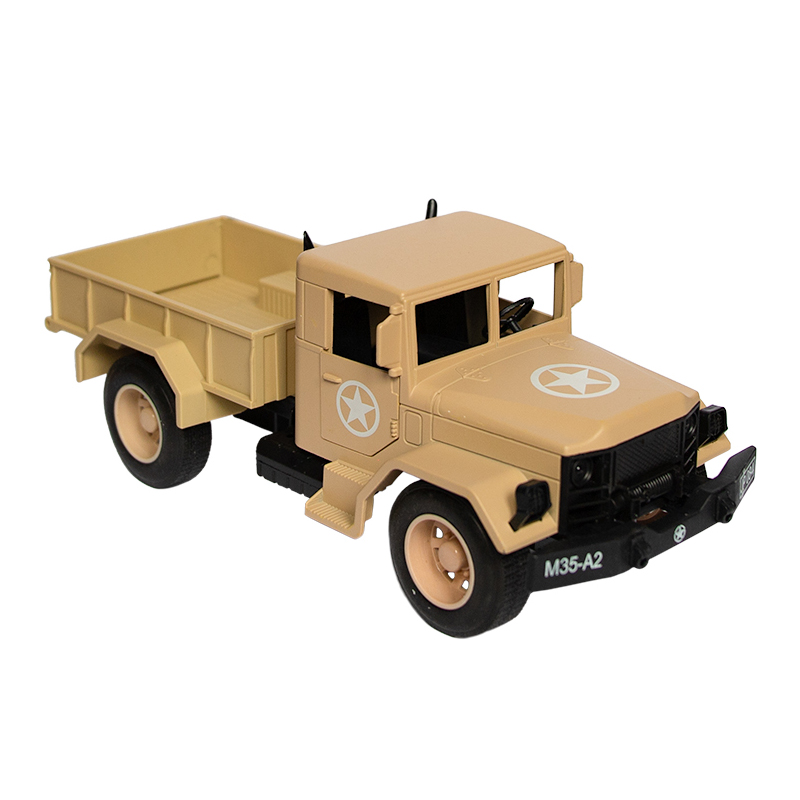 Военный  металлический грузовик JP 085 1:20 с открывающимися дверьми со звуковыми и световыми эффектами  в коробке