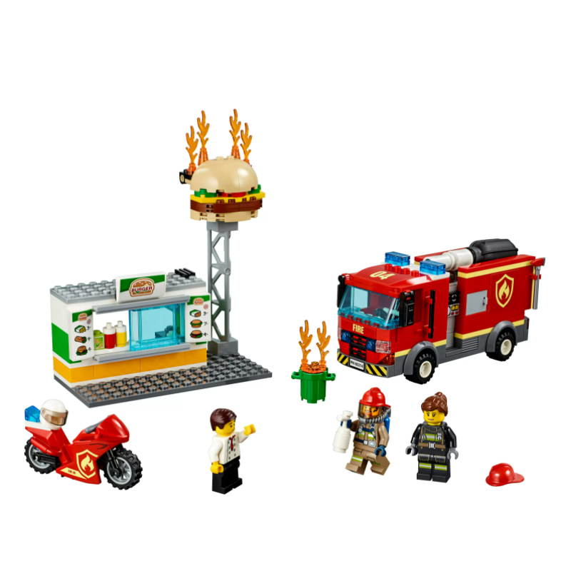 Конструктор BL CITIES 11213 «Пожар в бургер-кафе» (City Burger Bar Fire Rescue 60214), 39.0x27.0x6.0 см, 345 деталей
