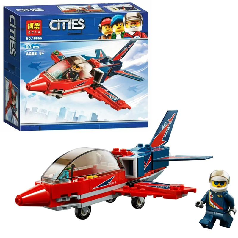 Конструктор BL Cities 10866 «Реактивный самолёт» (City Airshow Jet 60177), 19.0x17.0x4.5 см, 93 деталей
