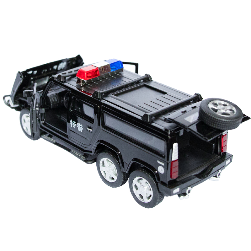 Машина металлическая  Hummer Police 1:32 17.5x7.0x6.5 см  со световыми и звуковыми эффектами в коробке 50.5х39.0х8.5 см 12 штук