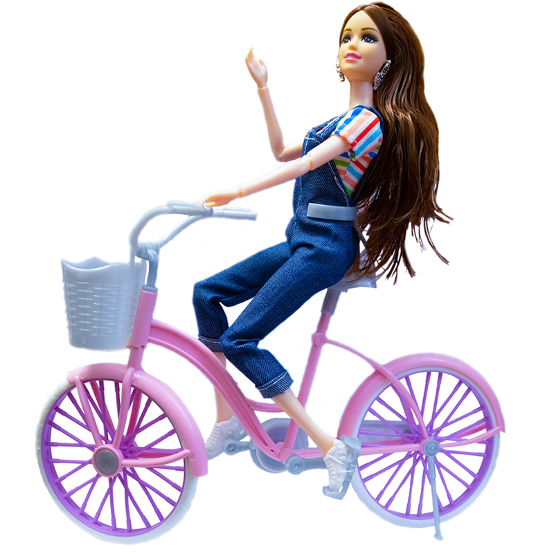 Кукла шарнирная на велосипеде LiYang LY519-A в комплекте с аксессуарами в коробке 32х30х9.5 см