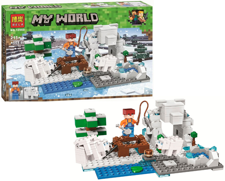 Конструктор BL My World 10960 "Зимняя рыбалка" (Аналог Lego Minecraft), 33.5х21.0х5.0 см, 215 деталей
