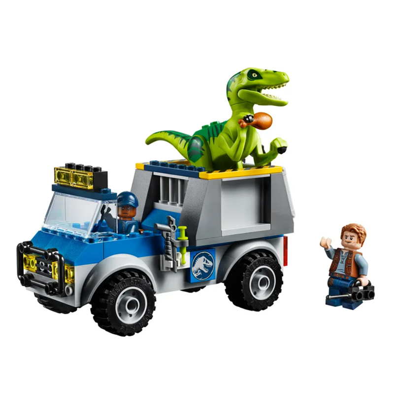 Конструктор BL Dinosaur World 10919 «Грузовик спасателей для перевозки раптора» (Juniors Jurassic World Raptor Rescue Truck 10757), 26.0x19.0x4.5 см, 102 деталей