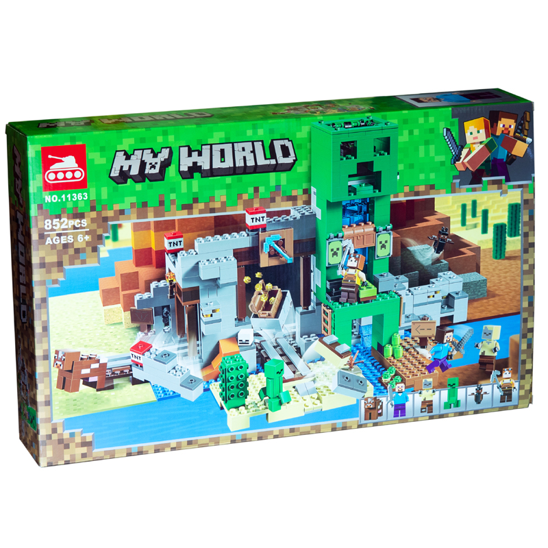 Конструктор BL MY WORLD 11363 «Шахта крипера» (Minecraft The Creeper Mine 21155), 53.0x33.0x8.5 см, 852 деталей