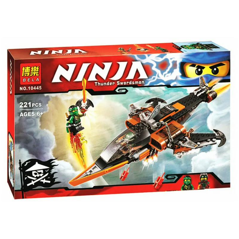 Конструктор Lari NINJA 10445 «Небесная акула» (Ninjago Movie Sky Shark 70601), 33.5х21х4.5 см, 221 деталей