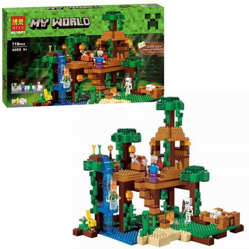 Конструктор BL MY WORLD 10471 "Домик на дереве в джунглях" (Minecraft  21125), 53.0х30.5х7.0 см, 718 деталей