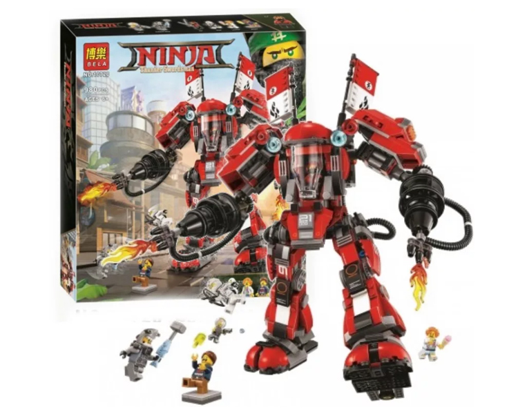 Конструктор BL NINJA 10720 "Огненный робот Кая" (аналог LEGO Ninjago Movie 70615), 40.0x43.0x8.8 см, 980 деталей
